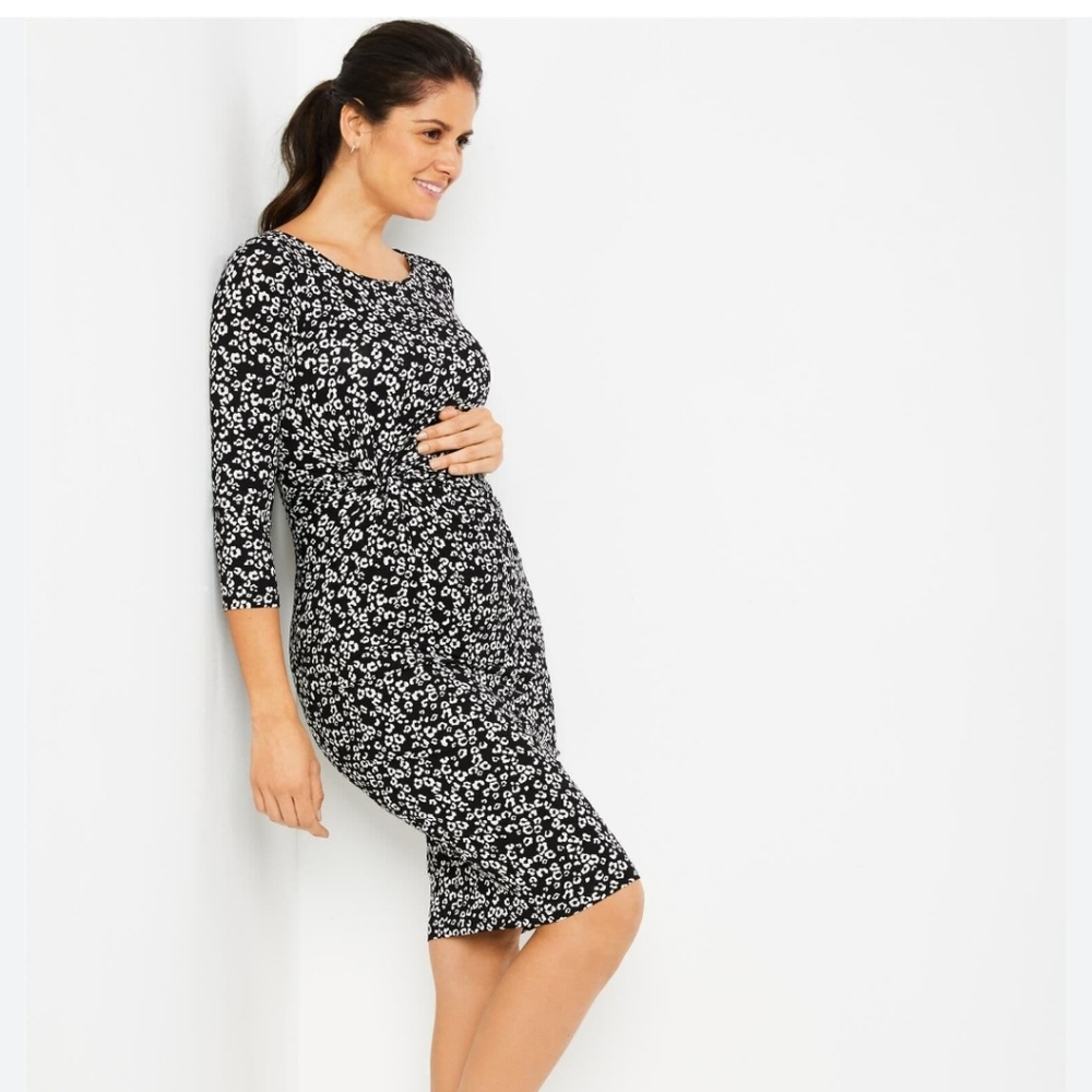 Leopard print Pea in the Pod maternity dress